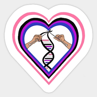 Genderfluid Pride Flag Knitted DNA Heart Sticker